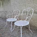 Paire de fauteuil en fer blanc ancien