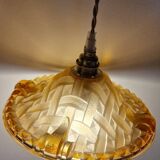Art Deco pendant light in pink molded glass