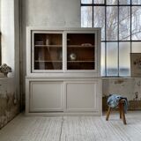 Library showcase ivory white sliding doors