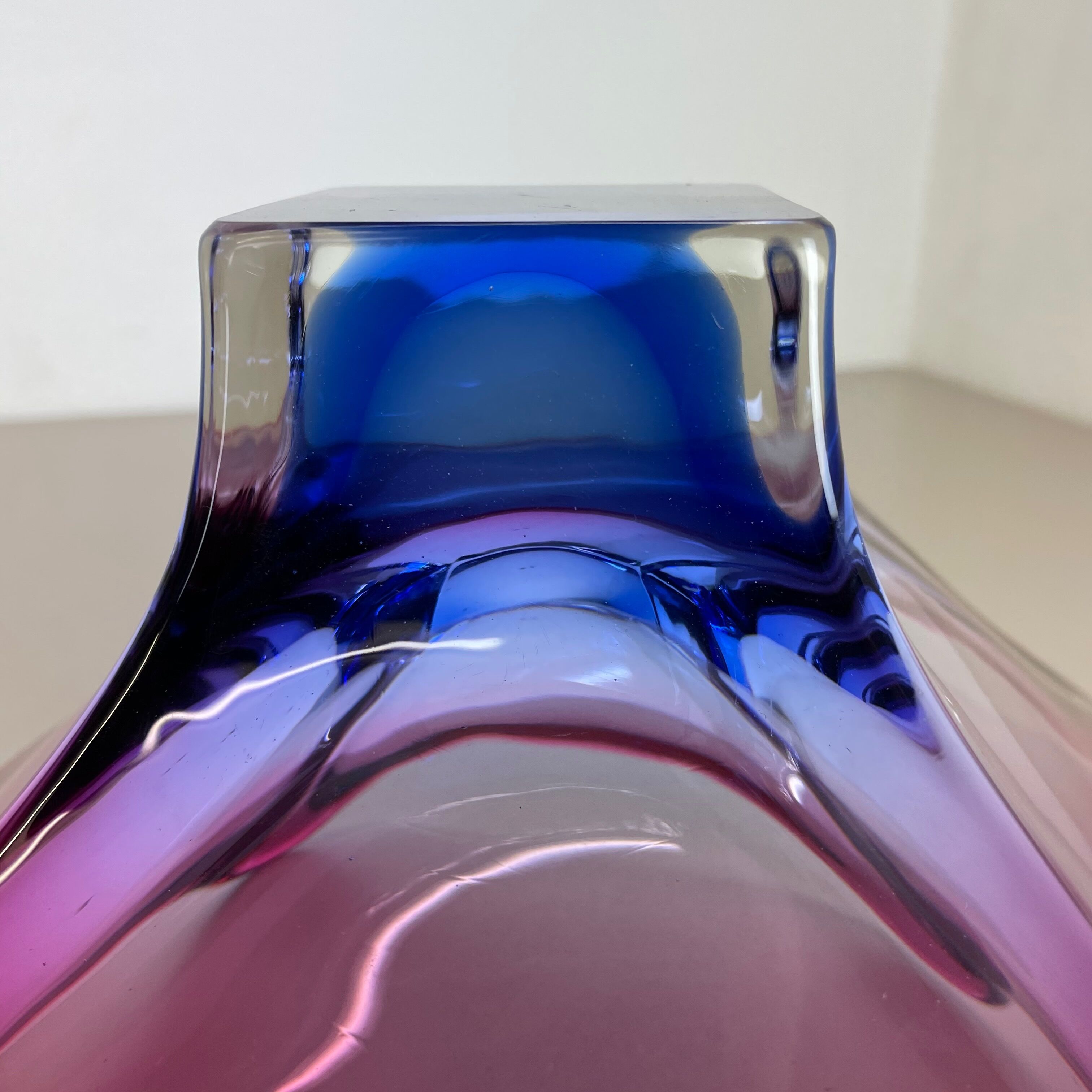 Floral glass bowl shell centerpiece by Fratelli Toso Murano, Italy, 1970s