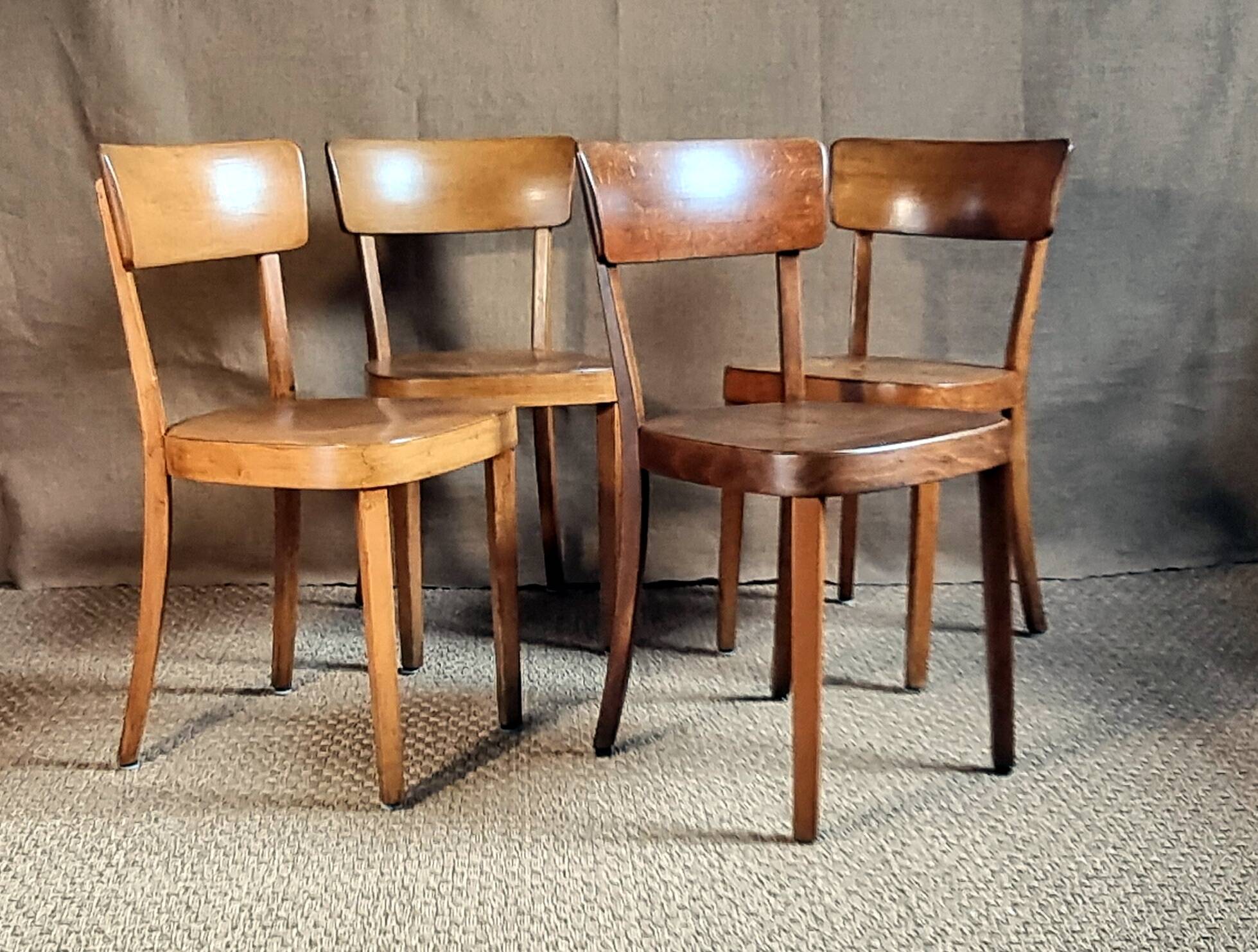 Set 4 chaises bistrot "Classic" de Horgen-Glarus Suisse années 50