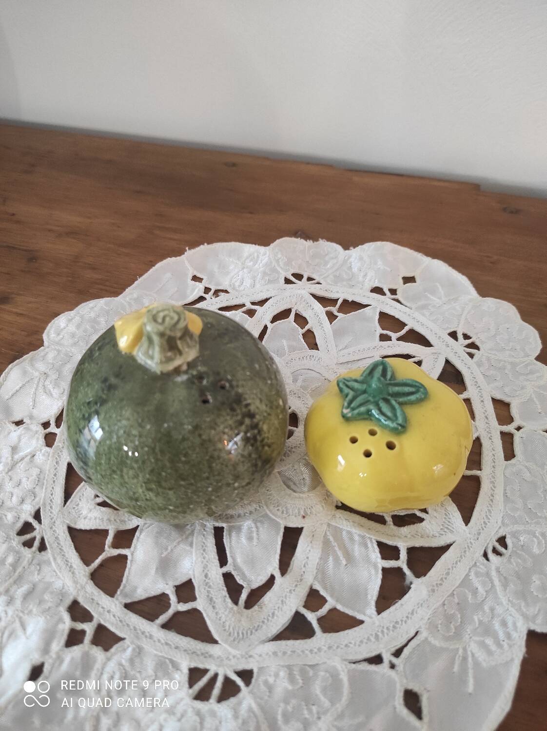 Barbotine salt and pepper shaker set