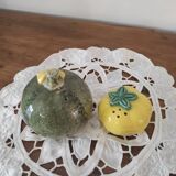 Barbotine salt and pepper shaker set