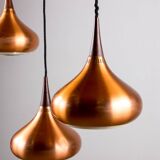 Triple Danish pendant light in metal and Rosewood, Orient model, Jo Hammerborg for Fog & Morup.