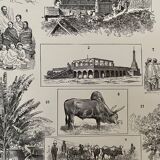 Lithograph and map on Madagascar from 1897