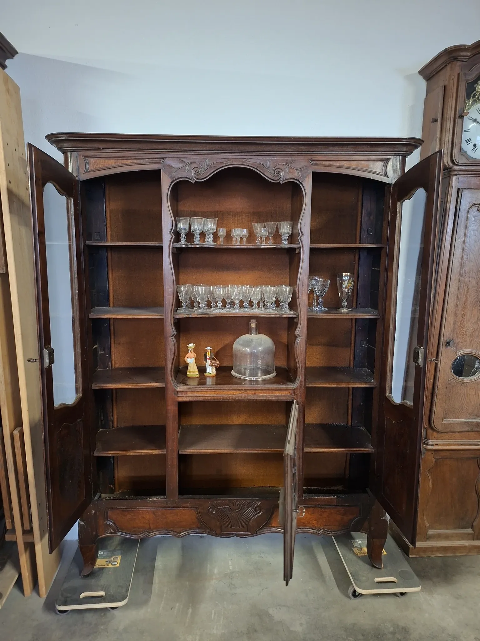 Buffet vitrine bibliothèque style Louis XV
