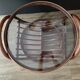 Grande table basse ronde vintage en rotin et verre fumé
