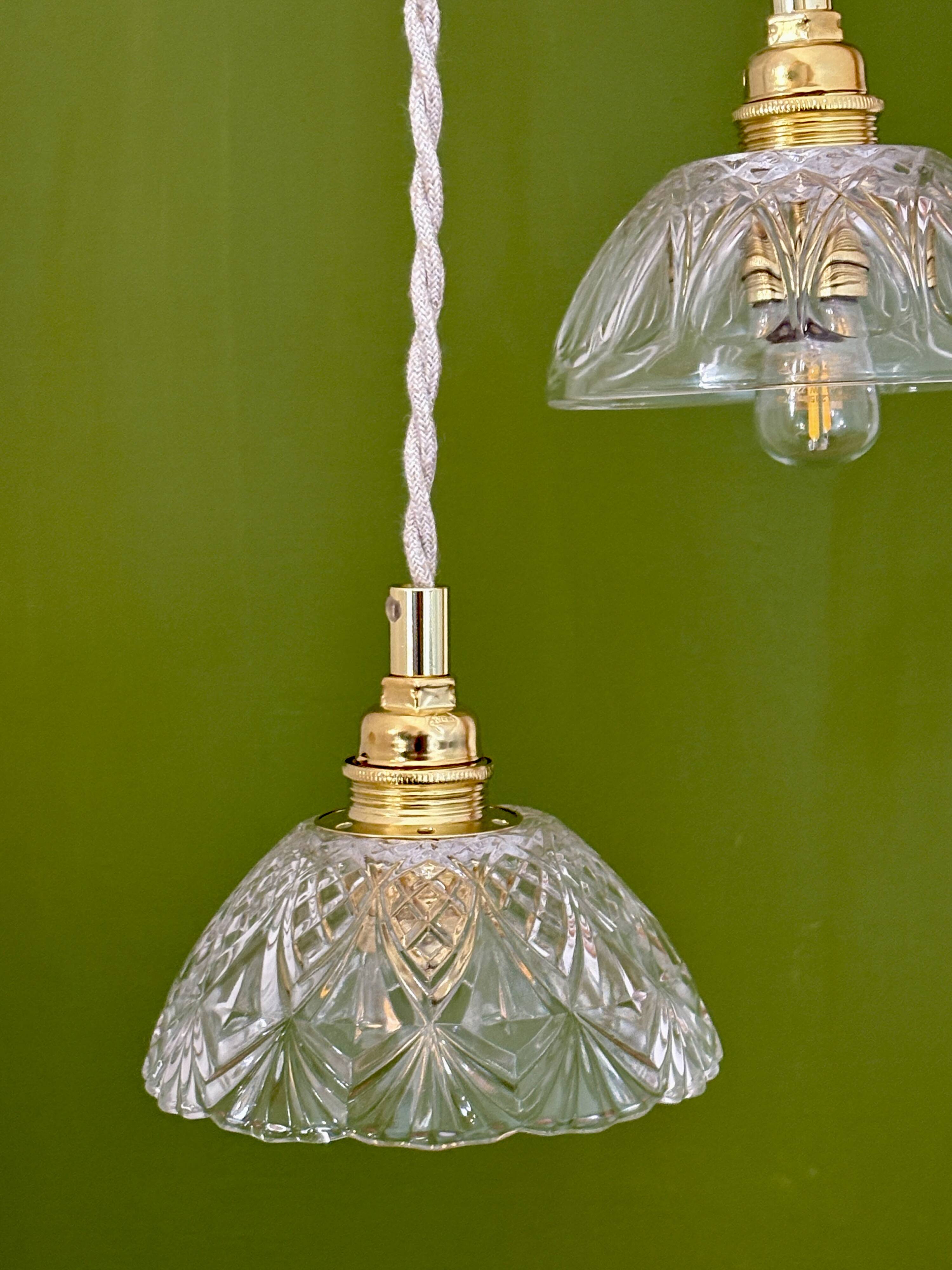 Vintage triple suspension lampshade in cut glass - tableware collection