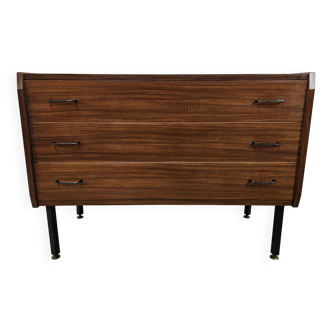 Commode en teck des années 1970 à trois tiroirs