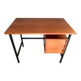 1960s modernist desk in wood and black metal, model CM172 by Paulin for Thonet.