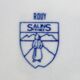 Set of 6 old flat plates with blue decoration, Rouy model, Salins