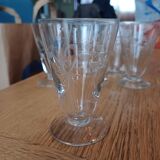 6 Port glasses, engraved crystal, art deco