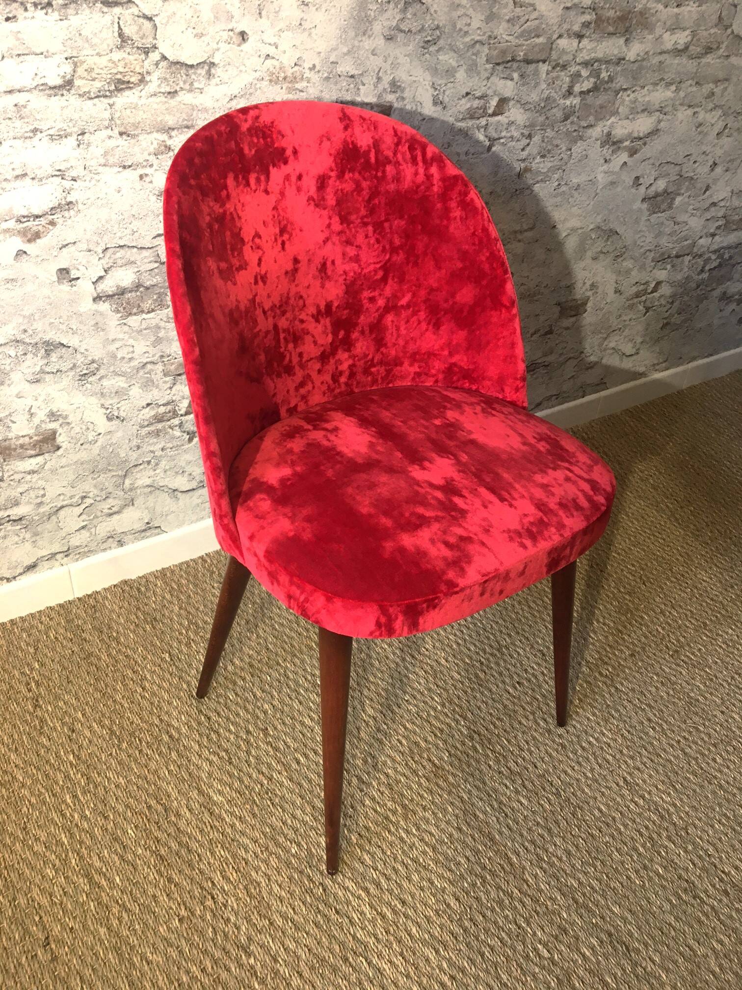 Set of 2 70s chairs reupholstered in fine velvet