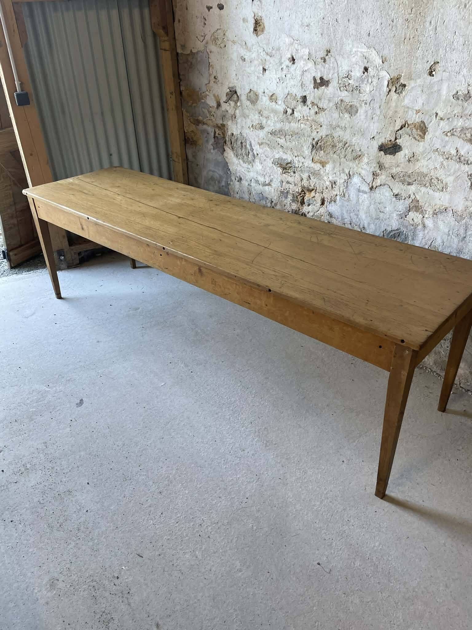 Large antique wooden table with turned legs – 250 cm
