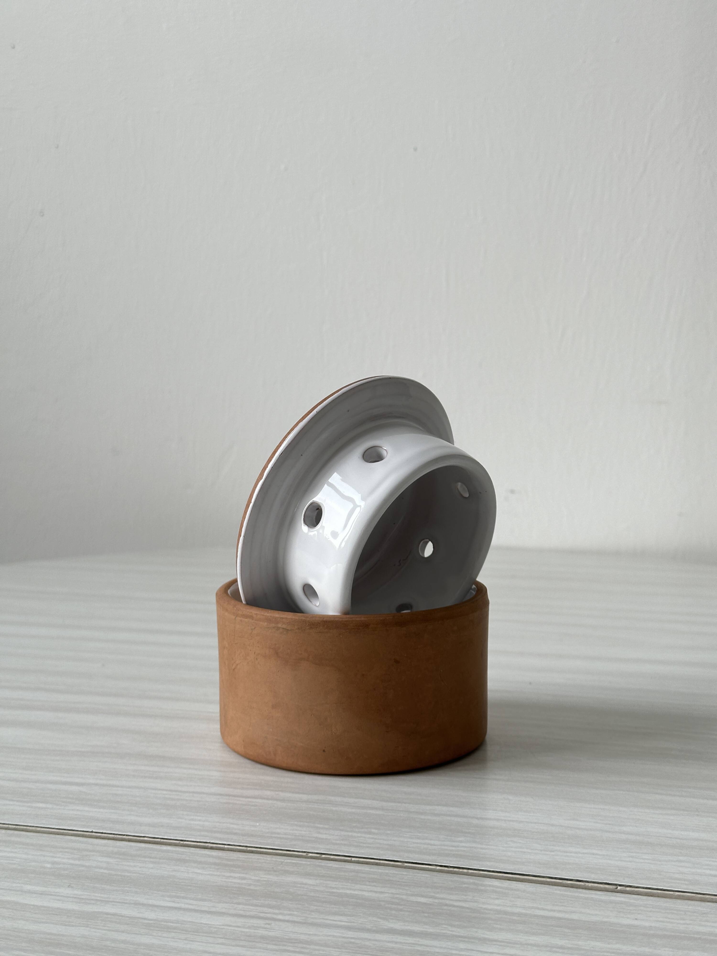 Terracotta ceramic butter dish