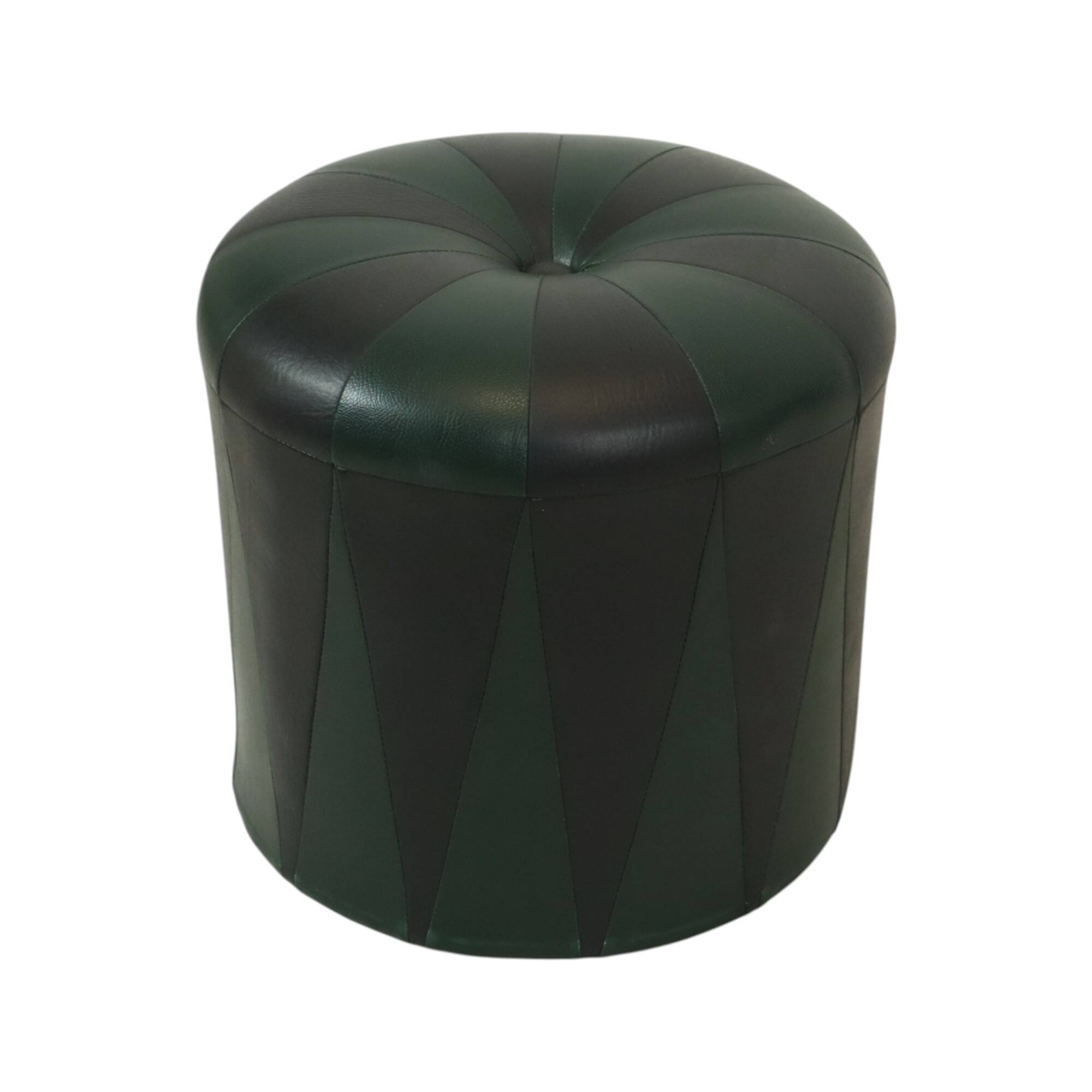 Round Vintage Green Black Pouf Two-tone Skai Sixties