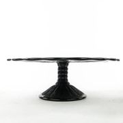 Mid-century modern cake stand, black glass, Ząbkowice, Poland, 1970s