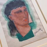 Portrait of a woman in lipstick, signed watercolor