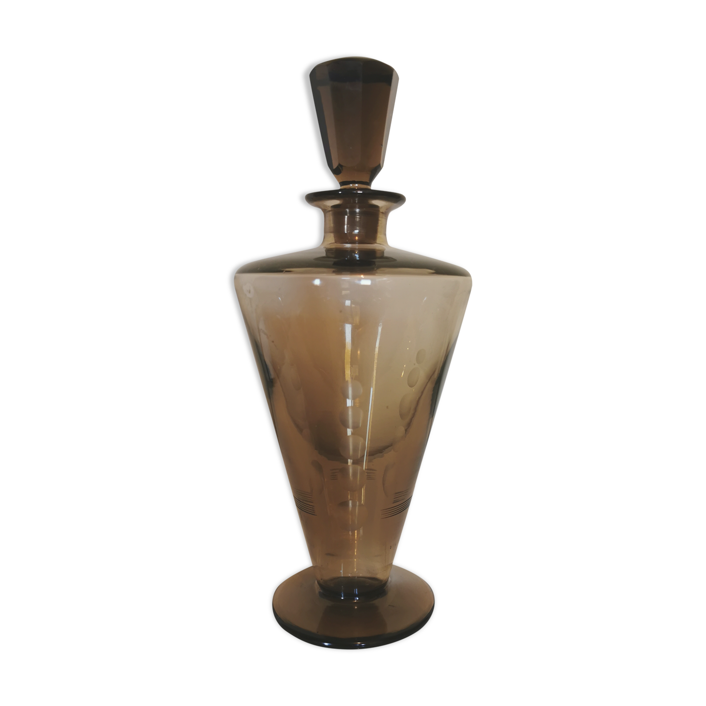 Vintage crafe round smoked glass