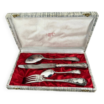 Box set for 4 Cailar Bayard silver-plated cutlery settings with hallmarks