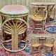 Bamboo and rattan living room set, 1 table and 2 chairs - 70s