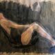 Signed painting, pastel, Chinese ink, portrait of a woman "black sun"