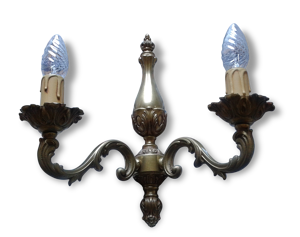 lustre et 2 appliques - bronze