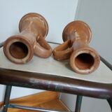 2 stoneware candle holders
