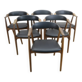 Set of six chairs model 213 by Thomas Harlev for Farstrup, Denmark 1960.