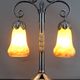 Lampe bicéphale Art Déco, fer forgé à double patine– Muller Frères, c. 1920
