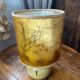 Lampe en grès, abat-jour composé de végétaux, années 70