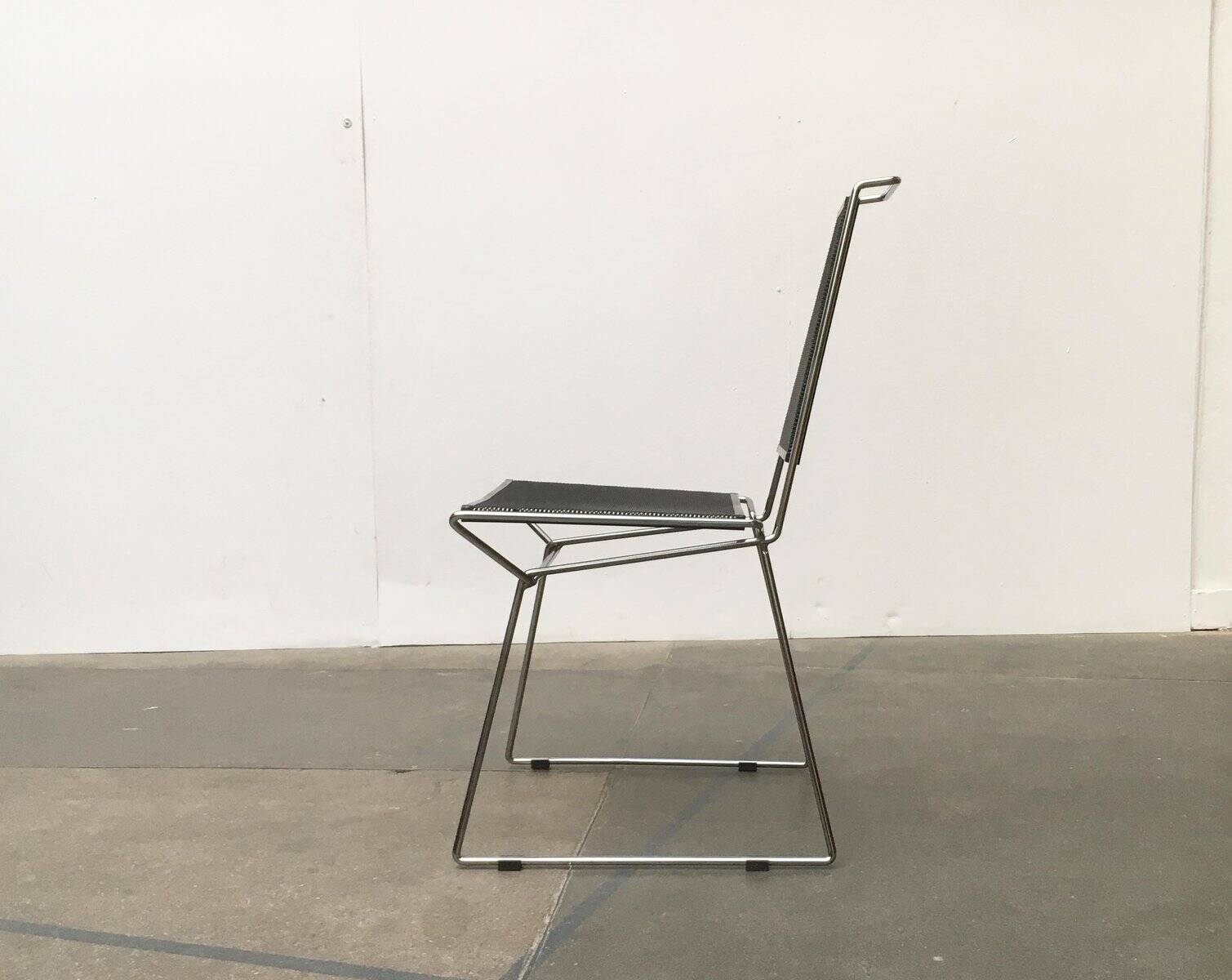 Postmodern vintage metal side chair by Rolf Rahmlow, 1980s