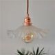 White pleated glass pendant lamp – electric mounting copper color