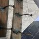 Wooden school coat rack and cast iron coat hooks
