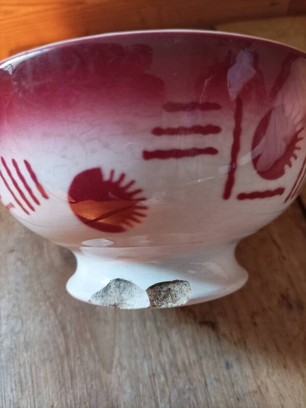 Digoin style ceramic bowl burgundy decor dpmc 0923234