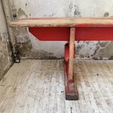 1950s oak bench with red patina, 2m