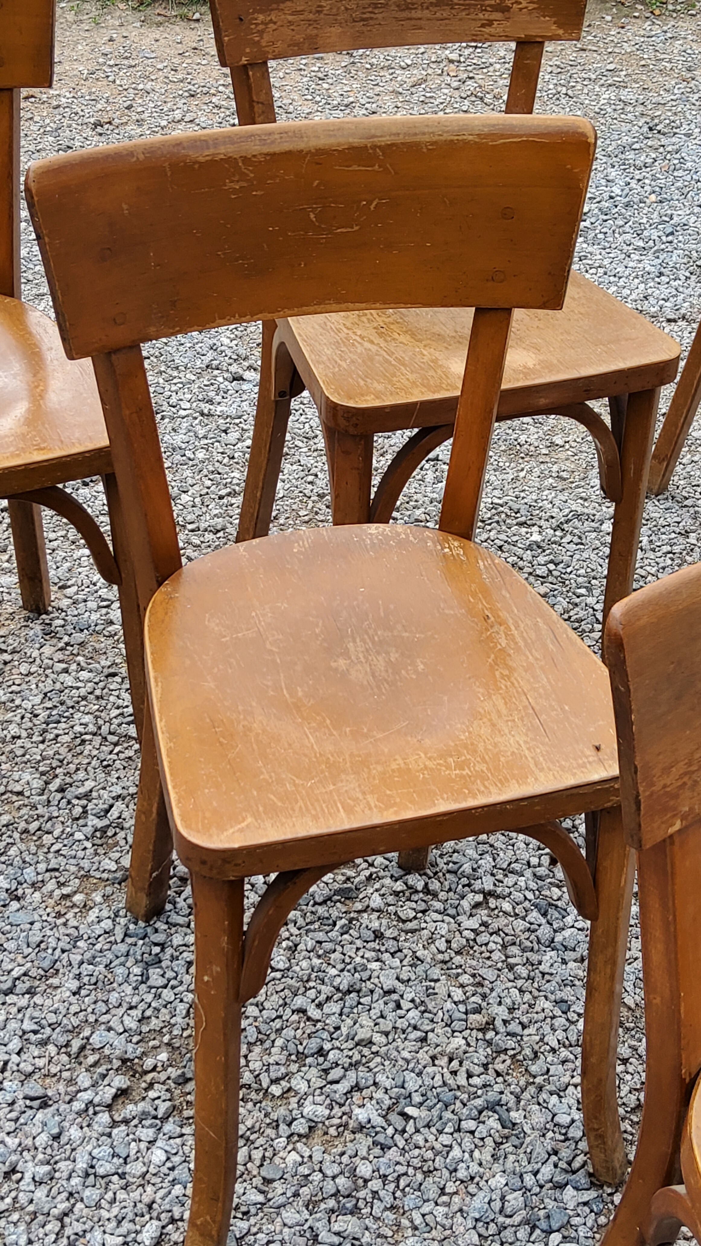 Set of 6 Baumann bistro chairs from the 50s stamp with iron