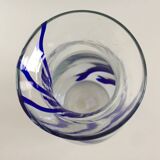Thick glass vase modernist design cobalt edging murano style