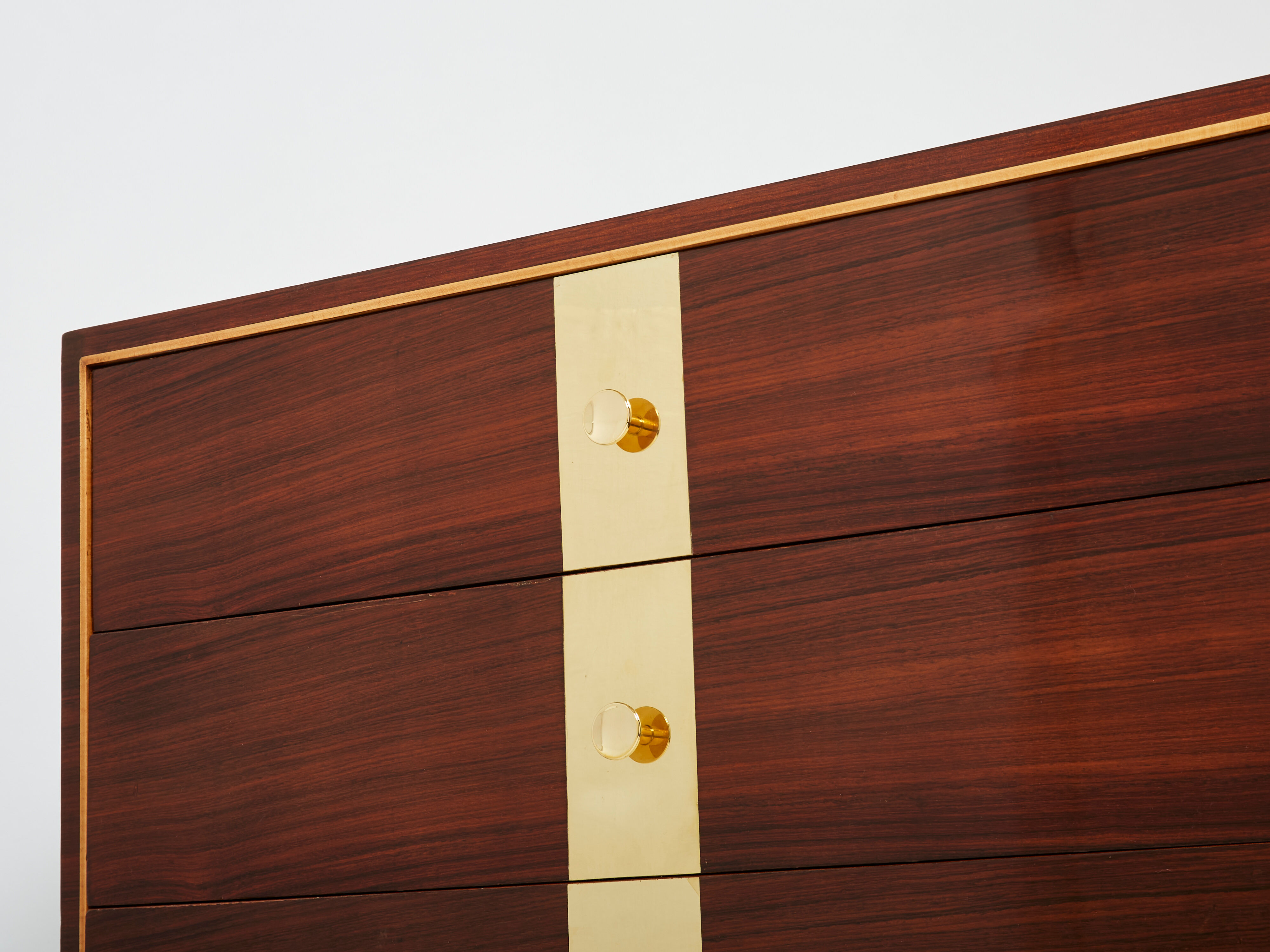 Italian chest of drawers in rosewood and brass ISA Bergamo 1950
