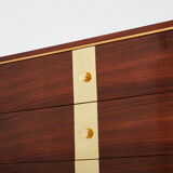 Italian chest of drawers in rosewood and brass ISA Bergamo 1950