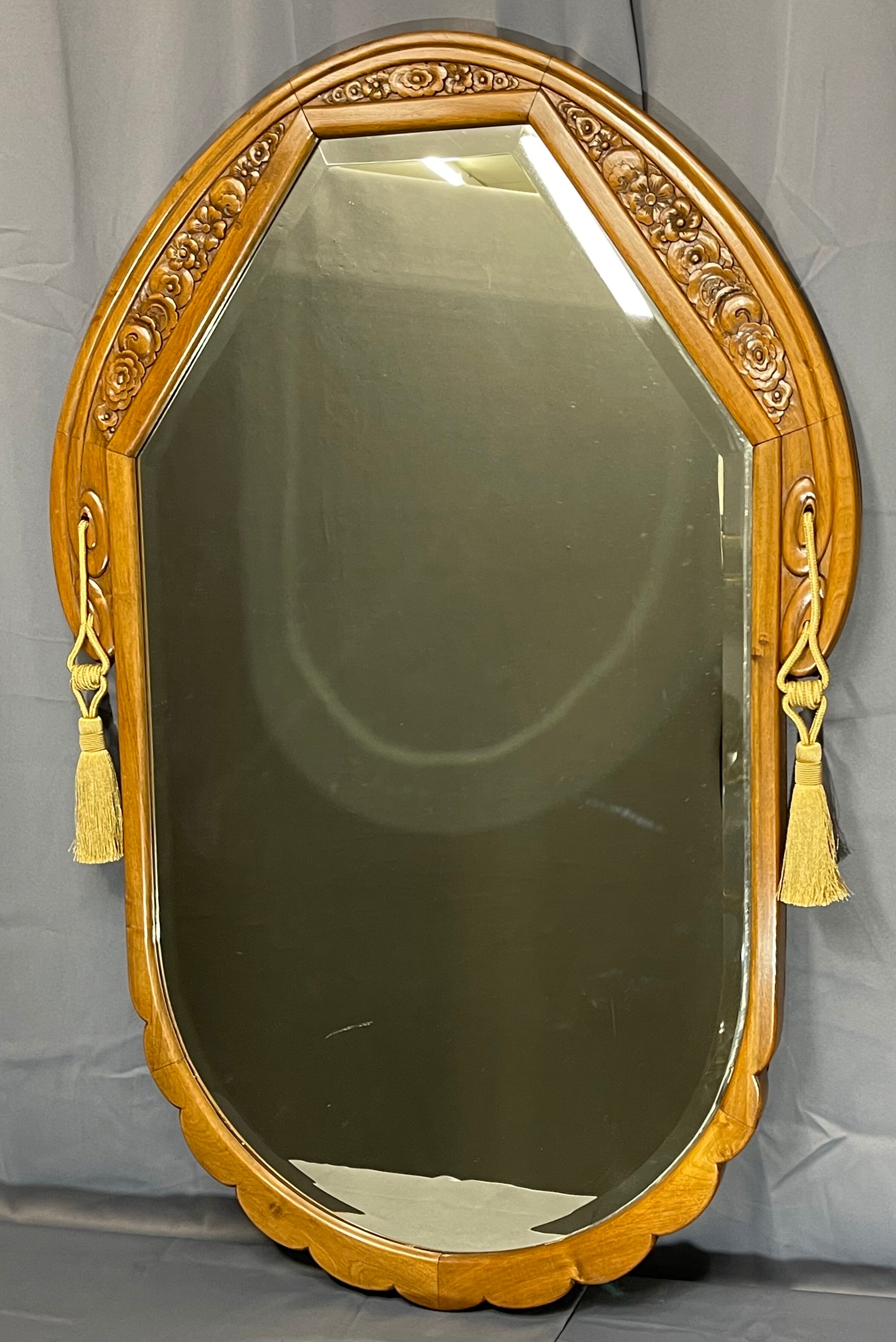 High mirror 118x78 art deco era solid walnut