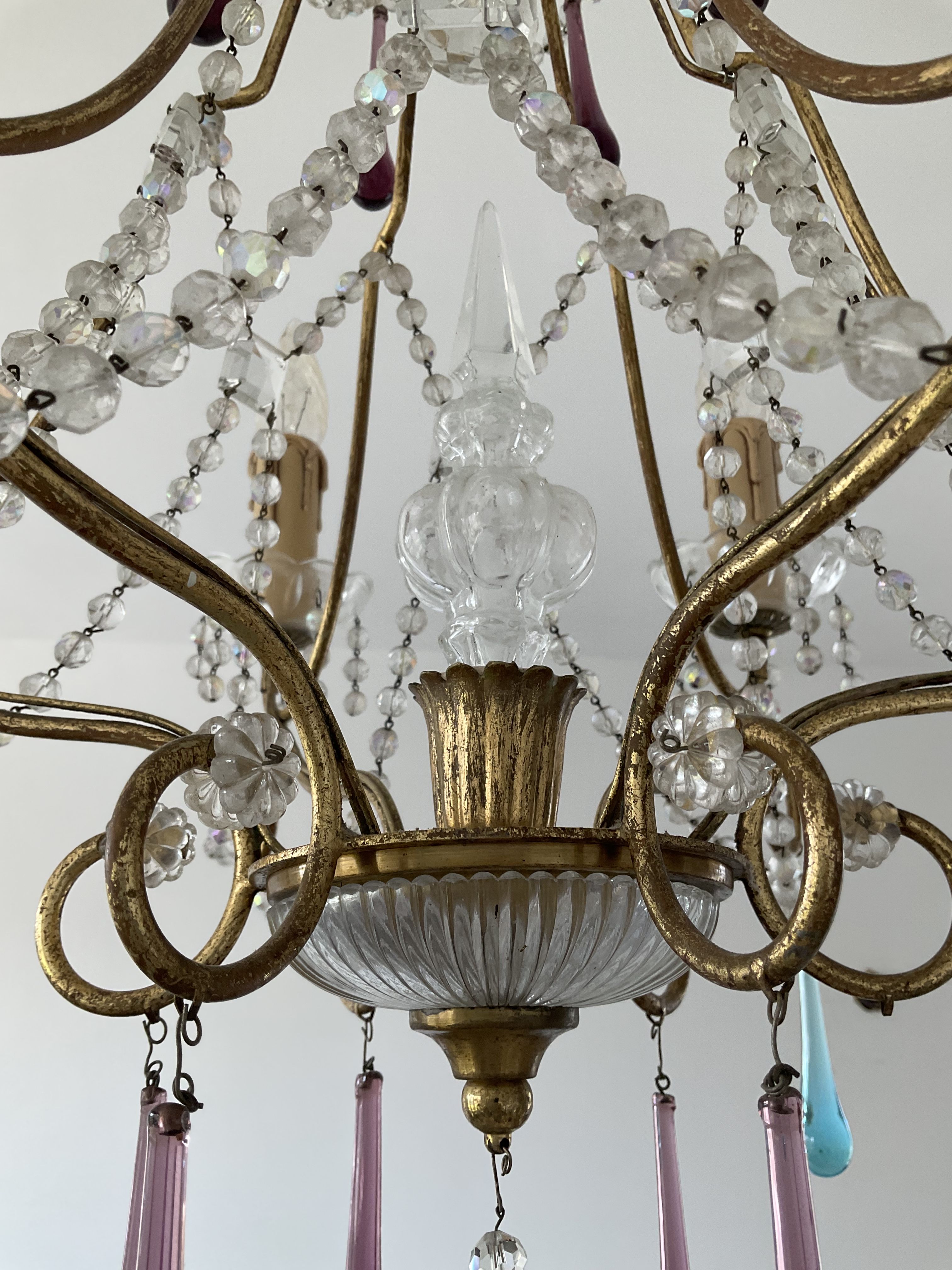 Italian chandelier of the 60s in De Murano glass