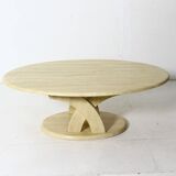 Vintage oval travertine coffee table from the 70s