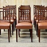 Suite of 12 English chairs nineteenth in mahogany and imitation leather