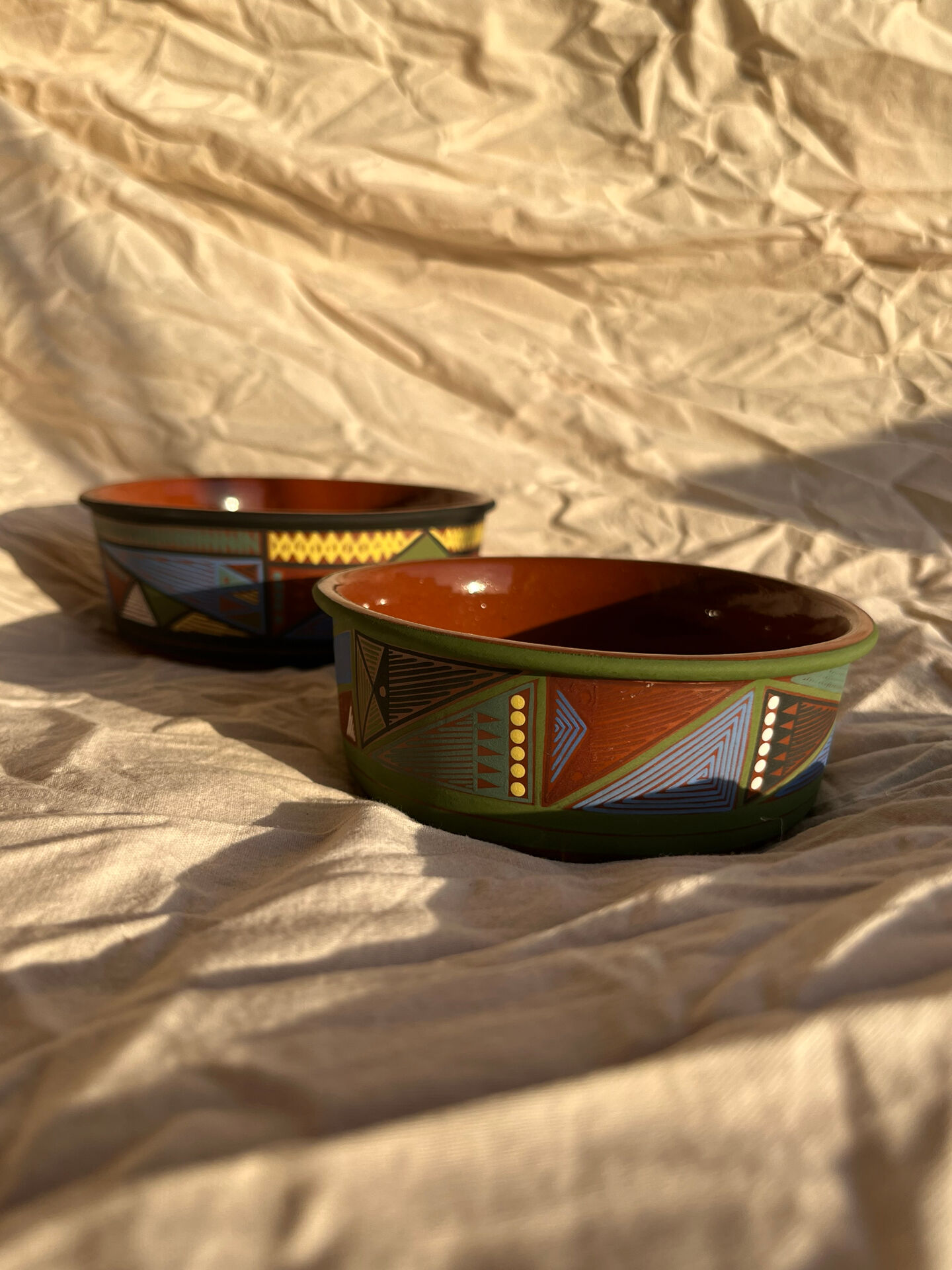 Duo of Handcrafted Ceramic Bowls from Venezuela, Signed