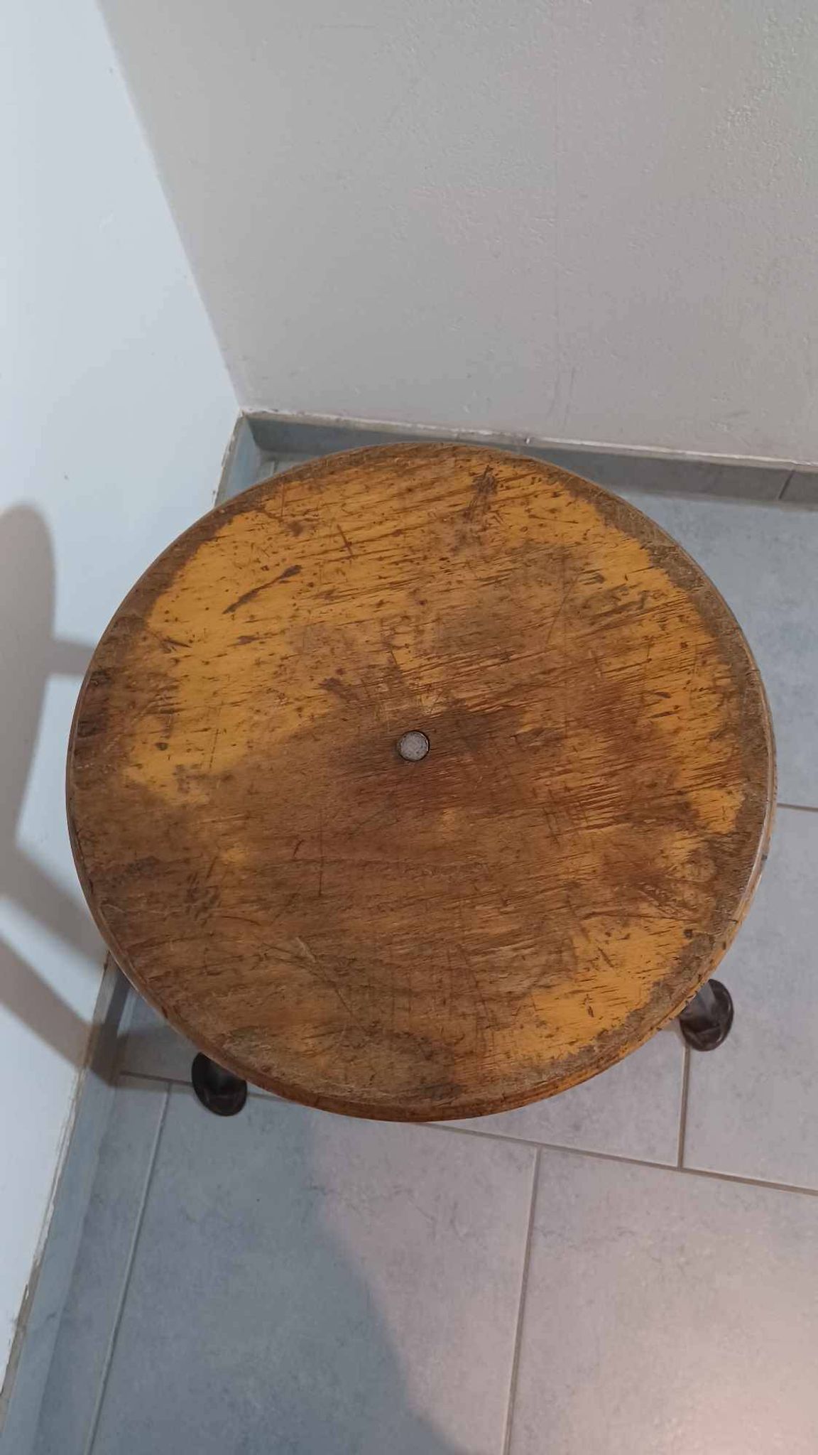 Tabouret métal & bois dans le style de Rowac années 1950/60. industriel