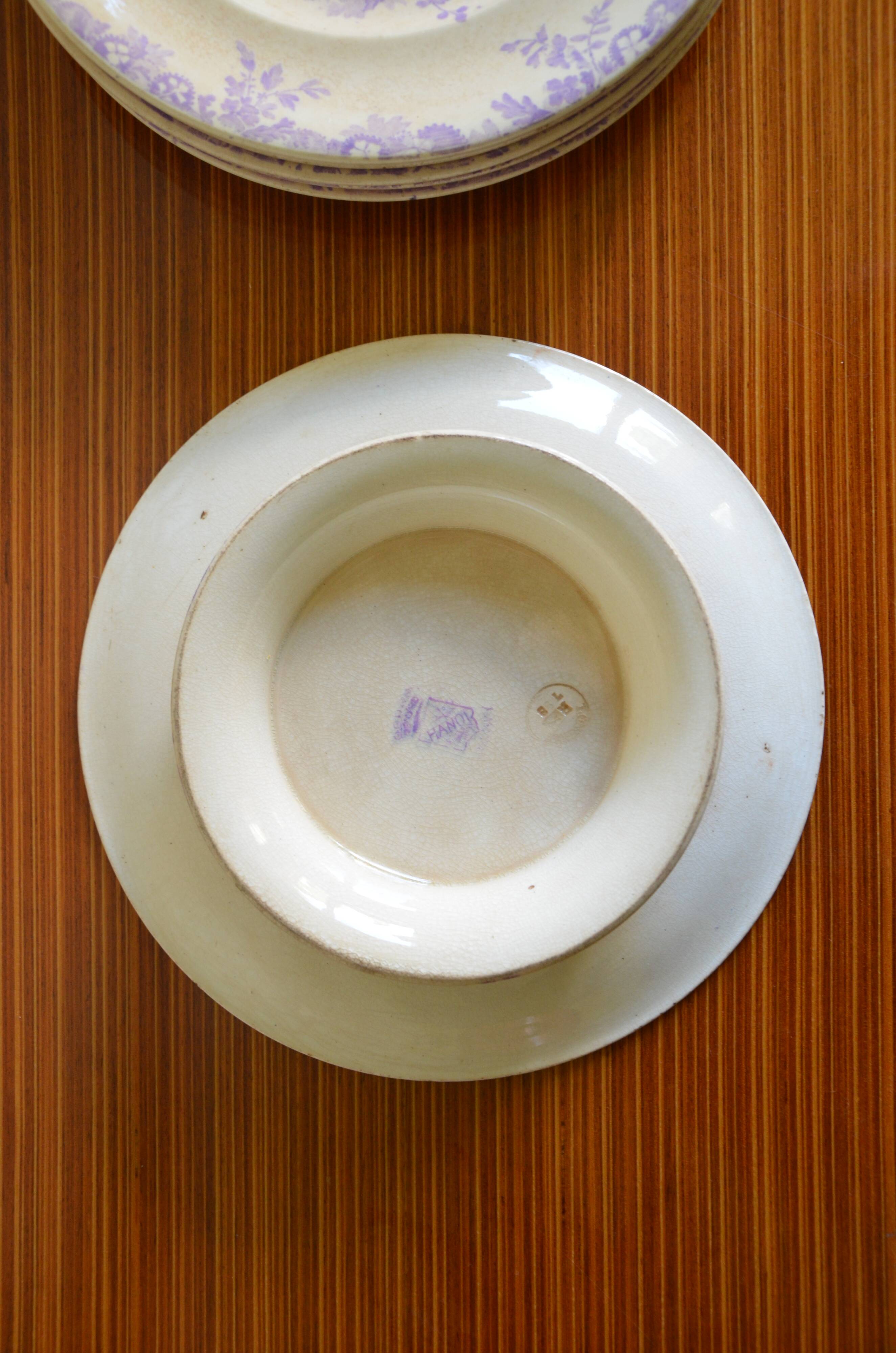 Lot de 5 assiettes et d'un compotier Longwy collection Hanoi