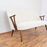 Mid-Century Norwegian Teak & Boucle Sofa, 1960s.