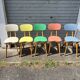Suite 5 chaises bistrot chêne claire vernis (baumann) pied compas