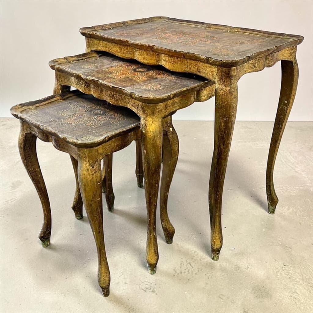Set of 3 vintage Florentine nesting tables.